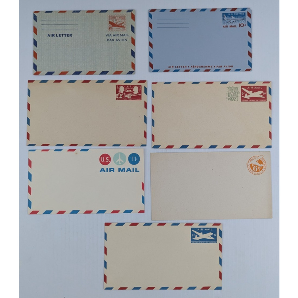 Air Mail Stamped Unused Envelopes Postal Stationery Assorted Lot of 7